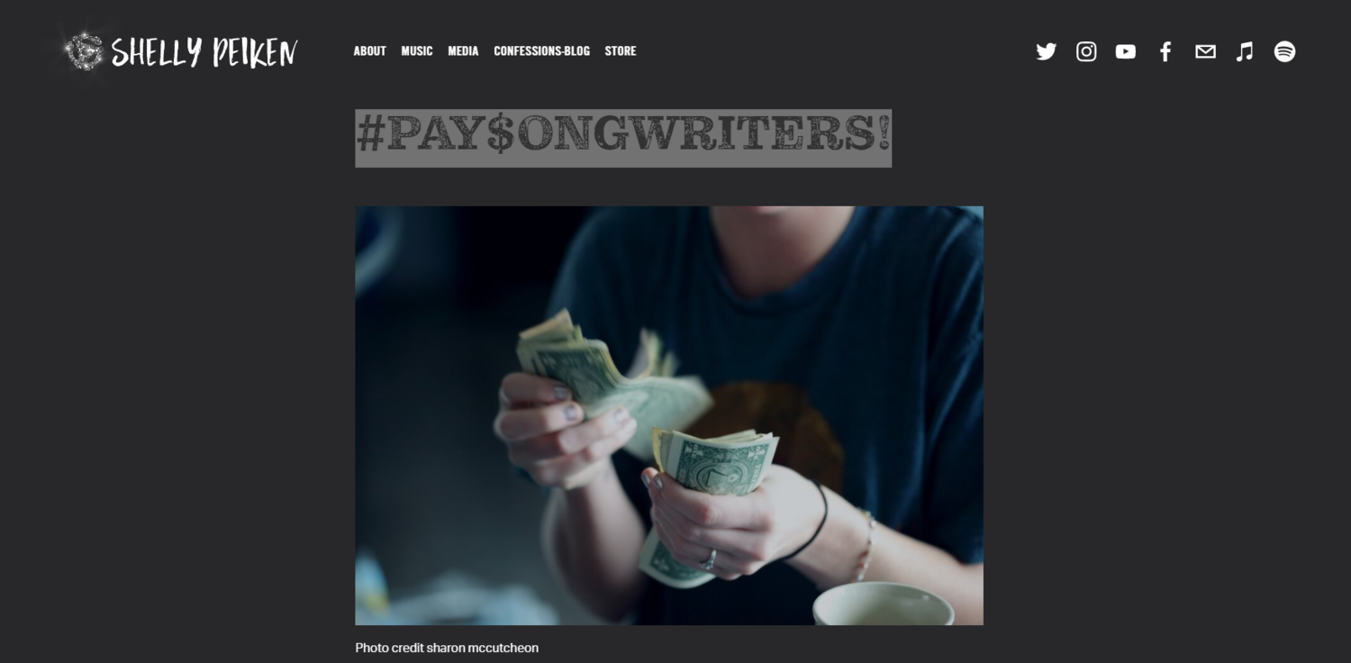 Board Member Shelly Peiken on #PAY$ONGWRITERS!